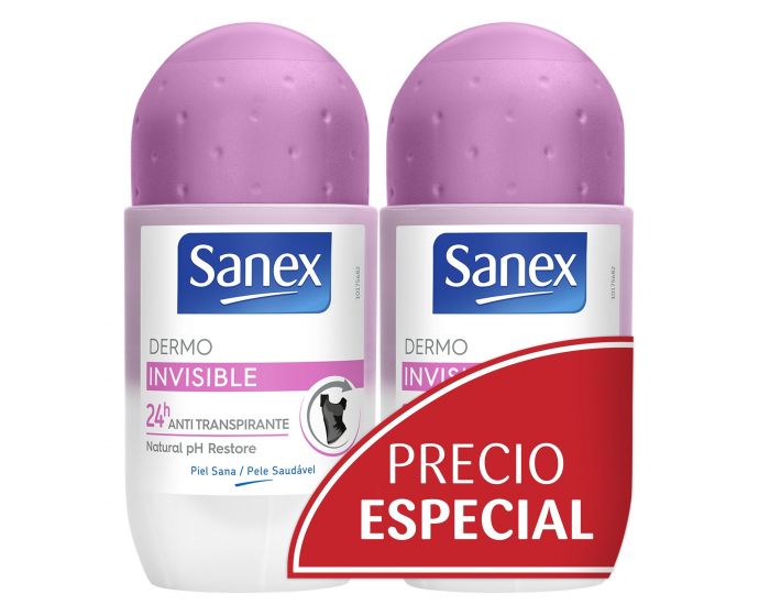 Sanex Desodorante Roll-On Invisible  50 ml Duplo